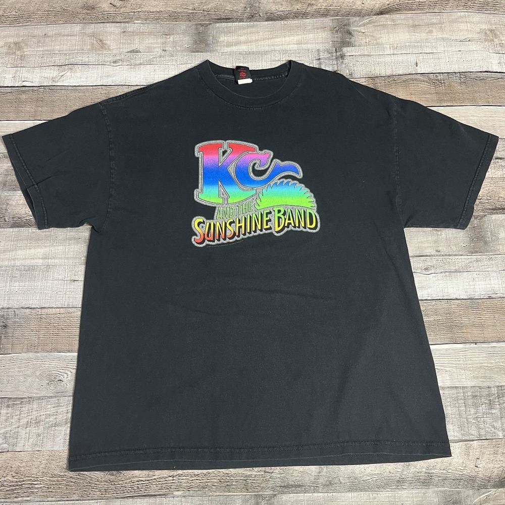 KC And The Sunshine Band Shirt Size XL Black Y2K Cinderblock Tag Band Tee 2005